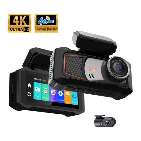 Sisteme (Camere) Supraveghere Video - Cameră Auto DVR iSEN Z77, 4G LTE, Dual Camera 4K + Full HD, Ecran IPS Touch 3.69", GPS, WiFi, Streaming Live, ADAS, Monitorizare Parcare