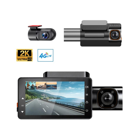 Camere si oglinzi  auto smart - Cameră Auto iSEN K5000 Dash Cam 4G LTE, Quad Cameră 2K + 1080P, Ecran 3", 256MB RAM, 512MB ROM, GPS, WiFi, ADAS, BSD, Monitorizare Parcare
