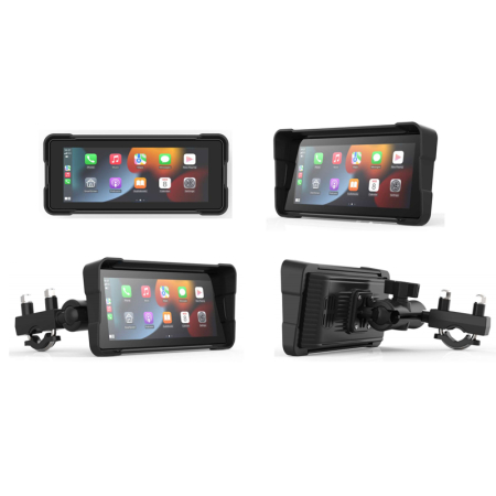 Mini videokamera - iSEN MT-7 Motoros Menetrögzítő Kamera, 6.86" IPS Érintőkijelző, Kettős 1080P Első-Hátsó Kamera, Vezeték nélküli Apple CarPlay, Android Auto, Bluetooth, Guminyomás-figyelés (TPMS), IP67