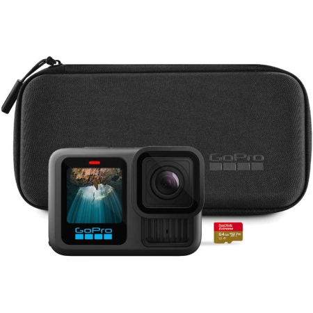 Mini videokamera - GoPro HERO13 Black Akciókamera, Fekete, 5.3K 60fps, 27MP Szenzor, Videó Stabilizáció, GPS, Wi-Fi, Bluetooth, Bundle