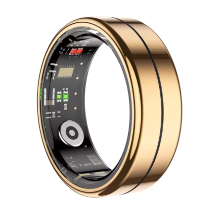 Noutati - Inel inteligent iSEN R04 Auriu, Ritm cardiac, Oxigen in sange, Stres, Somn, Moduri sport, 15mAh