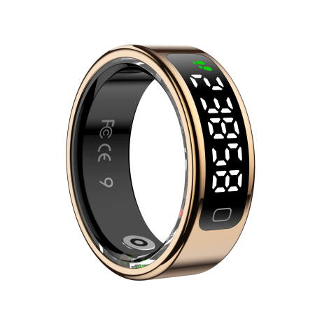 Gadgets - Inel Inteligent R11C, Auriu Roz, Bluetooth 5.2, Puls, SpO2, HRV, Monitorizare Stres și Somn, Moduri Sport, Control prin Gesturi, 1ATM, QRing, Autonomie 5-7 Zile
