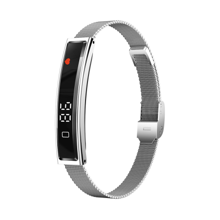 Bratari Fitness - Bratara Inteligenta iSEN B3, Alb, Otel inoxidabil, 18mAh, Monitorizare Ritm Cardiac & Oxigen din Sange, Urmarire Somn & Activitate, Sanatate Feminina, Asistent AI, Incarcare Magnetica