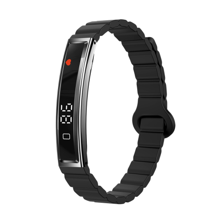 Bratari Fitness - Bratara Inteligenta iSEN B3, Negru+Argintiu, Silicon, 18mAh, Monitorizare Ritm Cardiac & Oxigen din Sange, Urmarire Somn & Activitate, Sanatate Feminina, Asistent AI, Incarcare Magnetica