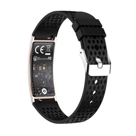 Noutati - iSEN B8 Ceas Inteligent, Roz cu bratara Neagra, Silicon, Ritm Cardiac & Oxigen Sange, Detectare Presiune, Urmarire Somn & Activitate, Sanatate Femei, 33mAh, BLE 5.3, Incarcare Magnetica