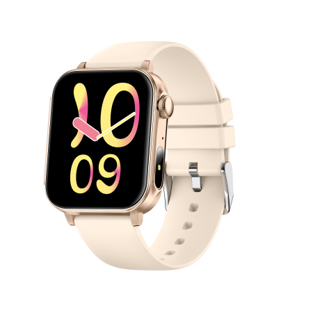 Noutati - iSEN V96 Smartwatch, Crem, 1.83" HD, Ritm Cardiac, Tensiune Arteriala, Oxigen in Sange (SpO2), Functie Apel, 280 mAh, IP67, Curea Silicon, Aplicatia DaFit, Control Muzica, Vreme, Android 5.2 / iOS 9