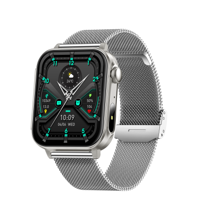 Noutati - iSEN V96 Smartwatch, Gri, 1.83" HD, Ritm Cardiac, Tensiune Arteriala, Oxigen in Sange (SpO2), Functie Apel, 280 mAh, IP67, Curea Metal, Aplicatia DaFit, Control Muzica, Vreme, Android 5.2 / iOS 9