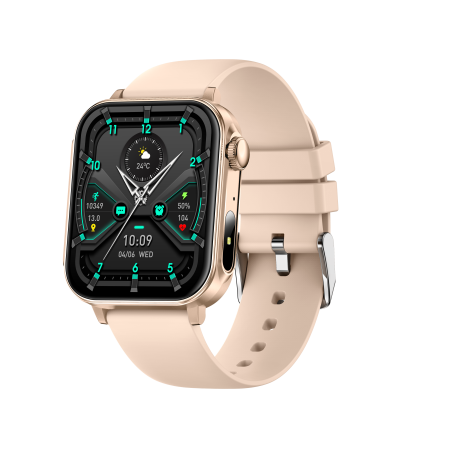 Noutati - iSEN V96 Smartwatch, Auriu, 1.83" HD, Ritm Cardiac, Tensiune Arteriala, Oxigen in Sange (SpO2), Functie Apel, 280 mAh, IP67, Curea Silicon, Aplicatia DaFit, Control Muzica, Vreme, Android 5.2 / iOS 9