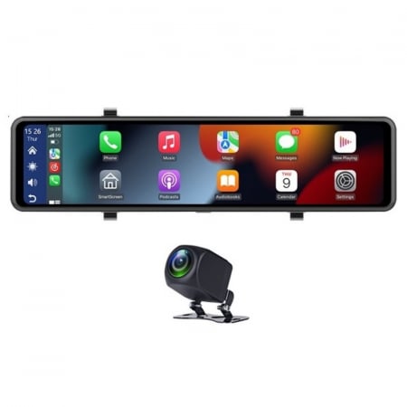 Sisteme (Camere) Supraveghere Video - Oglinda iSEN V8S DVR, 4K, 11.26" touch screen, CarPlay si Android Auto wireless, WiFi, Control vocal, Monitorizare parcare, Camera marsarier