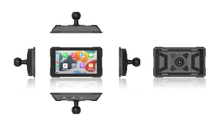 Mini videokamera - iSEN MT-5 Motoros Dash Cam Rendszer, Kettős 1080P Első-Hátsó Kamera, 5" IPS Érintőkijelző, 1GB RAM, 128MB ROM, Apple CarPlay, Android Auto, Bluetooth, IP67