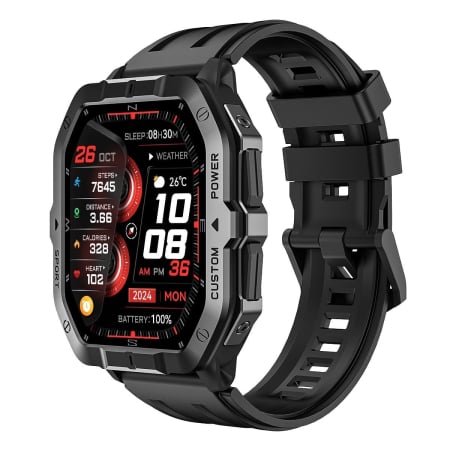 iSEN - Smartwatch iSEN C32 Pro GPS, Negru, 2.02" HD, Multi-GNSS, Apeluri Bluetooth 5.3, Puls, Somn, 60+ Moduri Sport, Senzor 6 Axe, WhatsApp Quick Reply, 2 ATM, 480mAh