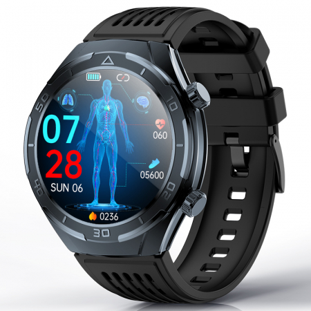 iSEN - Smartwatch iSEN FD02 Albastru, 1.46"HD, Imbunatatire somn, Glicemie, PPG+ECG, HR, Apel Bt, SOS, Asist. vocal, Ingrijire de la distanta