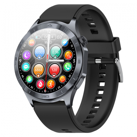 Noutati - Smartwatch iSEN JT600 Negru, 1.43" AMOLED, Monitorizare Somn, Glicemie, SpO2+ECG, HR, Apel Bt, SOS, Asistent Vocal, Monitorizare Menstruala + Dispozitiv cu electrozi