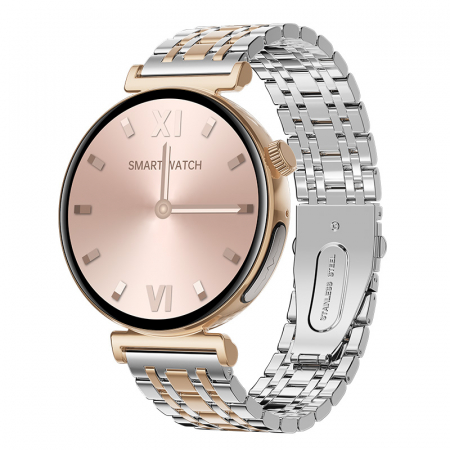 Bratari si Ceasuri Sport - Smartwatch iSEN JA02 Gold, AMOLED 1.23"HD, Glicemie, Apel Bt, Apel SOS, Asist. vocala, Nivel radiatii, EKG, Acid uric, Lipide sange, Termometru, Masa corporala, 240mAh