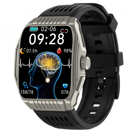 Noutati - Smartwatch iSEN JT03 Silver, 1.85" HD, Imbunatatire somn, Glicemie, PPG+ECG, HR, Apel Bt, SOS, Asist. vocal, Ingrijire de la distanta