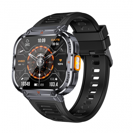 iSEN - Smartwatch iSEN NX23, Negru, 2.0" HD, HRV, ECG, Functii Sanatate, Functii sport, Bluetooth Call, Control muzica, Flashlight, 400 mAh, Compatibil iOS & Android