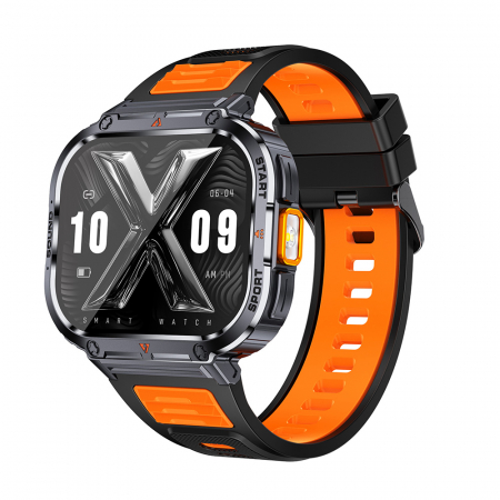 iSEN - Smartwatch iSEN NX23, Portocaliu, 2.0" HD, HRV, ECG, Functii Sanatate, Functii sport, Bluetooth Call, Control muzica, Flashlight, 400 mAh, Compatibil iOS & Android