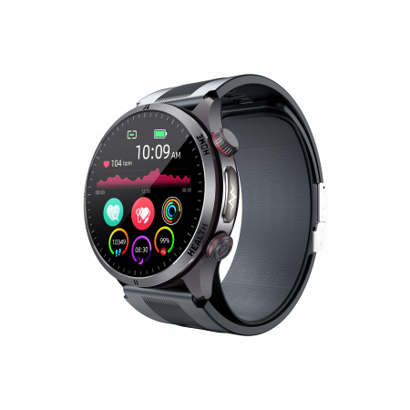 Noutati - Smartwatch iSEN S26 Negru, 2.06" AMOLED, Tensiometru cu pompa si airbag, ECG, Monitorizare glicemie, oxigen, temperatura si somn, Moduri sport, Apel BT, Control muzica, Prognoza meteo, NFC, 530mAh