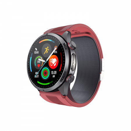 Noutati - Smartwatch iSEN S26 Rosu, 2.06" AMOLED, Tensiometru cu pompa si airbag, ECG, Monitorizare glicemie, oxigen, temperatura si somn, Moduri sport, Apel BT, Control muzica, Prognoza meteo, NFC, 530mAh.