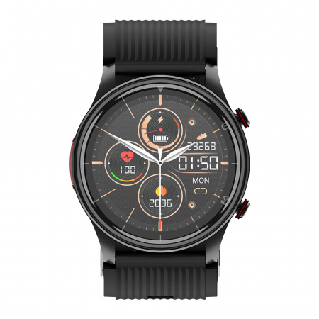 iSEN - Smartwatch iSEN P700 Negru, AMOLED 1.43", Monitorizare tensiune cu pompa de aer, ECG, Puls, Oxigen, Temperatura, Somn si Sanatate, Moduri sport, Apel BT, Control muzica, 300mAh