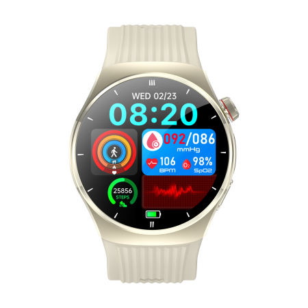 Noutati - Smartwatch iSEN TK68, Gold, 1.43" AMOLED 466×466, Tensiune cu Pompă de Aer, ECG, SpO2 la Deget, Apeluri Bluetooth, SOS, NFC, IP66, Baterie 530mAh