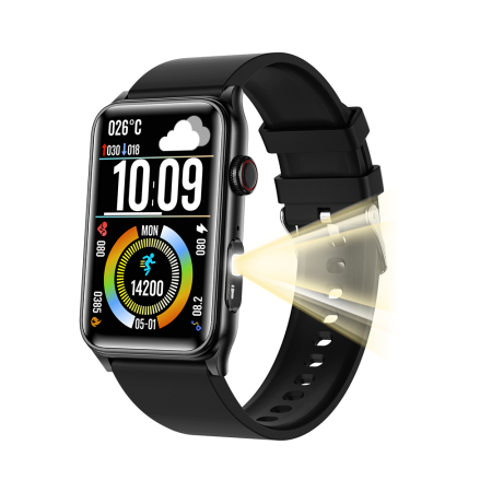 Noutati - Smartwatch iSEN G50, Silicon Negru, 1.57" IPS HD, Bluetooth 5.4, Apeluri Bluetooth, Puls, SpO2, Temperatură, Somn, HRV, Moduri Sport, IP68, Baterie 250mAh