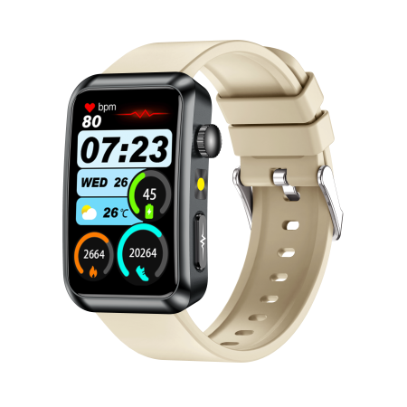 Noutati - Smartwatch iSEN TK77 Alb, Silicon, 1.57" HD, ECG, Micro-Examinare, Risc Glicemie, Acid Uric & Lipide, Apel BT, Asistent Vocal, Lanterna, SOS, 250mAh