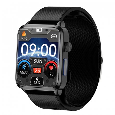 iSEN - Smartwatch iSEN Watch P300, IPS 1.83", Manseta gonflabila detasabila, Monitorizare sanatate, Avertizare vocala, Monitorizare remote familie , Multi Sport, Muzica Bt, IP67, 230mAh, Negru