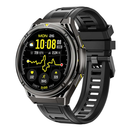 Okos óra - iSEN X2Pro Outdoor GPS Okosóra, Fekete, 1.43" AMOLED, Dual-Band L1+L5 GPS, Offline Térképek, Bluetooth Hívások, Offline Zene, Pulzus, 100+ Sportmód, 500mAh