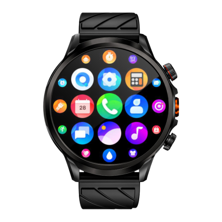 Okos óra - Lokmat Appllp 8 Pro Okosóra, Fekete , 4G LTE, Hívás, Nano SIM, 1.85" TFT kijelző, 2GB RAM + 32GB, 2MP kamera (5MP interpolált), GPS, NFC, Pulzusmérés