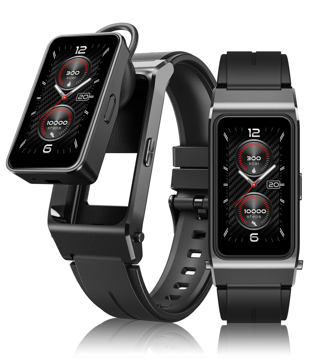 Sport karkötők és órák - OUKITEL BT11 2 az 1-ben Okosóra, Fekete, 1.47" AMOLED, IP68, Bluetooth Hívás, 100+ Sportmód, Pulzus- és Alvásfigyelés, Bluetooth Headset Funkció