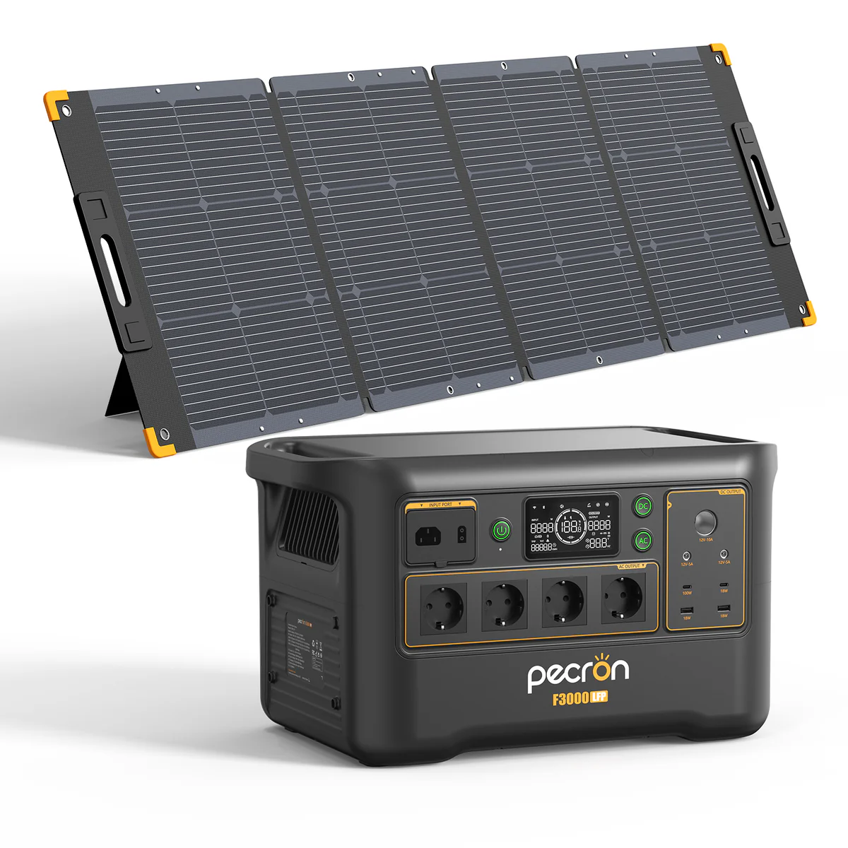Hírek - PECRON F3000LFP Hordozható Töltőállomás, Fekete + Solar Panel Pecron SP200, 3600W, 3072Wh (Bővíthető), 1.5 óra Töltés, LiFePO4, UPS, 1600W Napelem (MPPT), APP Vezérlés