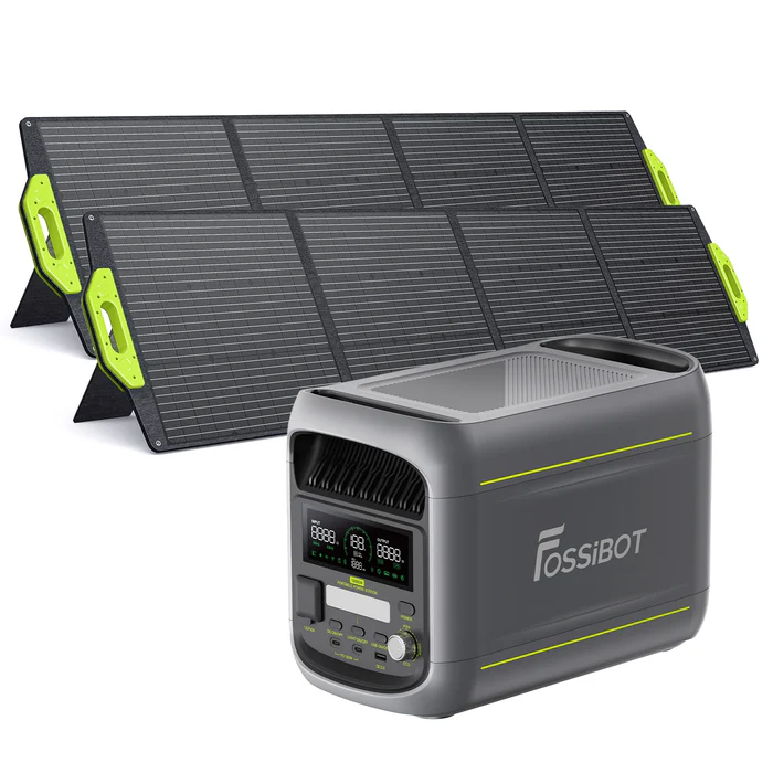 Zöld energia - FOSSiBOT F1800 Hordozható Energiatároló, Zöld, LiFePO4, 1800W, <10ms UPS, 80% Gyors Töltés 45 perc alatt, Alkalmazás Vezérlés, 500W Napelemes Töltés