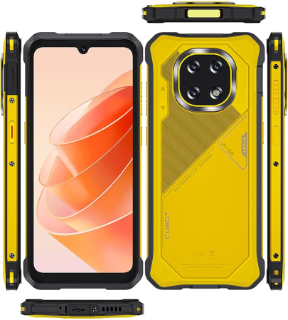5G Okostelefonok - CUBOT KingKong ES5 Mobiltelefon, Sárga, 4G LTE, 6.88" HD+ 120Hz, 36GB RAM (12GB + 24GB bővíthető), 256GB, T620 Octa-Core, 64MP Kamera, Android 16, NFC, 7000mAh, Dual SIM