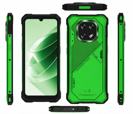 5G Okostelefonok - CUBOT KingKong ES5 Mobiltelefon, Zöld, 4G LTE, 6.88" HD+ 120Hz, 36GB RAM (12GB + 24GB bővíthető), 256GB, T620 Octa-Core, 64MP Kamera, Android 16, NFC, 7000mAh, Dual SIM