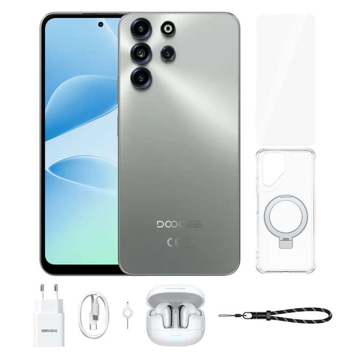 Tartós Telefonok - DOOGEE B10 Pro VIP Mobiltelefon, Szürke, 4G, 6.63" FHD+ 120Hz, 64GB RAM (8GB + 56GB bővíthető), 256GB, Helio G100, 64MP + 8MP Ultraszéles Kamera, Android 16, NFC, 7600mAh, Dual SIM