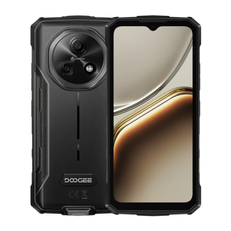 Tartós Telefonok - Doogee Fire 5 Pro Szürke Strapabíró Okostelefon, 4G, 128GB, 20GB RAM (4GB+16GB), Android 15, 13000mAh Akkumulátor, 1200LM Kemping lámpák, 6.6" 90Hz Kijelző, 13MP AI Kamera, Dual Sim