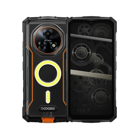 Tartós Telefonok - Mobiltelefon Doogee Fire 5 Ultra Narancs, 4G, 6.6", 32GB RAM (8GB+24GB bővíthető), 256GB, Bluetooth-os walkie-talkie, Android 15, 13000mAh, 1200LM-es kempinglámpák, Face ID, 18W, Dual SIM