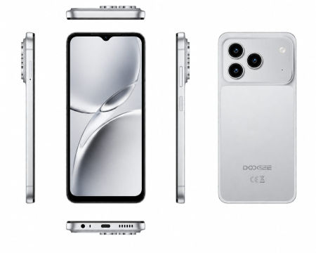 Mobiltelefon - DOOGEE Note 57 Lite Mobiltelefon, Ezüst, 4G LTE, 6.56" HD+ 90Hz, 12GB RAM (3GB + 9GB bővíthető), 32GB ROM, SC9863A, 13MP Kamera, 6150mAh, Android 16, Dual SIM