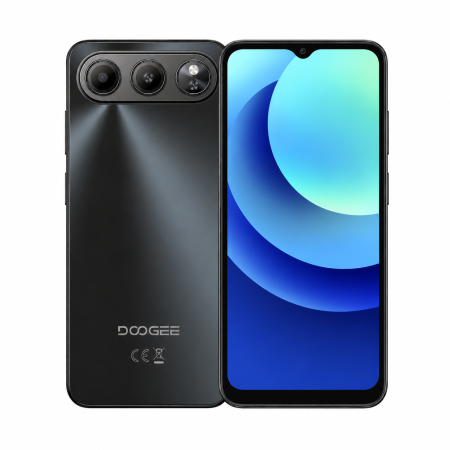 Noutati - Telefon Mobil DOOGEE Note 60, Negru, 4G LTE, NFC, 6.56” HD+ 90Hz, 32GB RAM (3GB + 29GB extensibili), 128GB ROM, Unisoc T7225, 6150mAh, Cameră 13MP, Android 16, Dual SIM