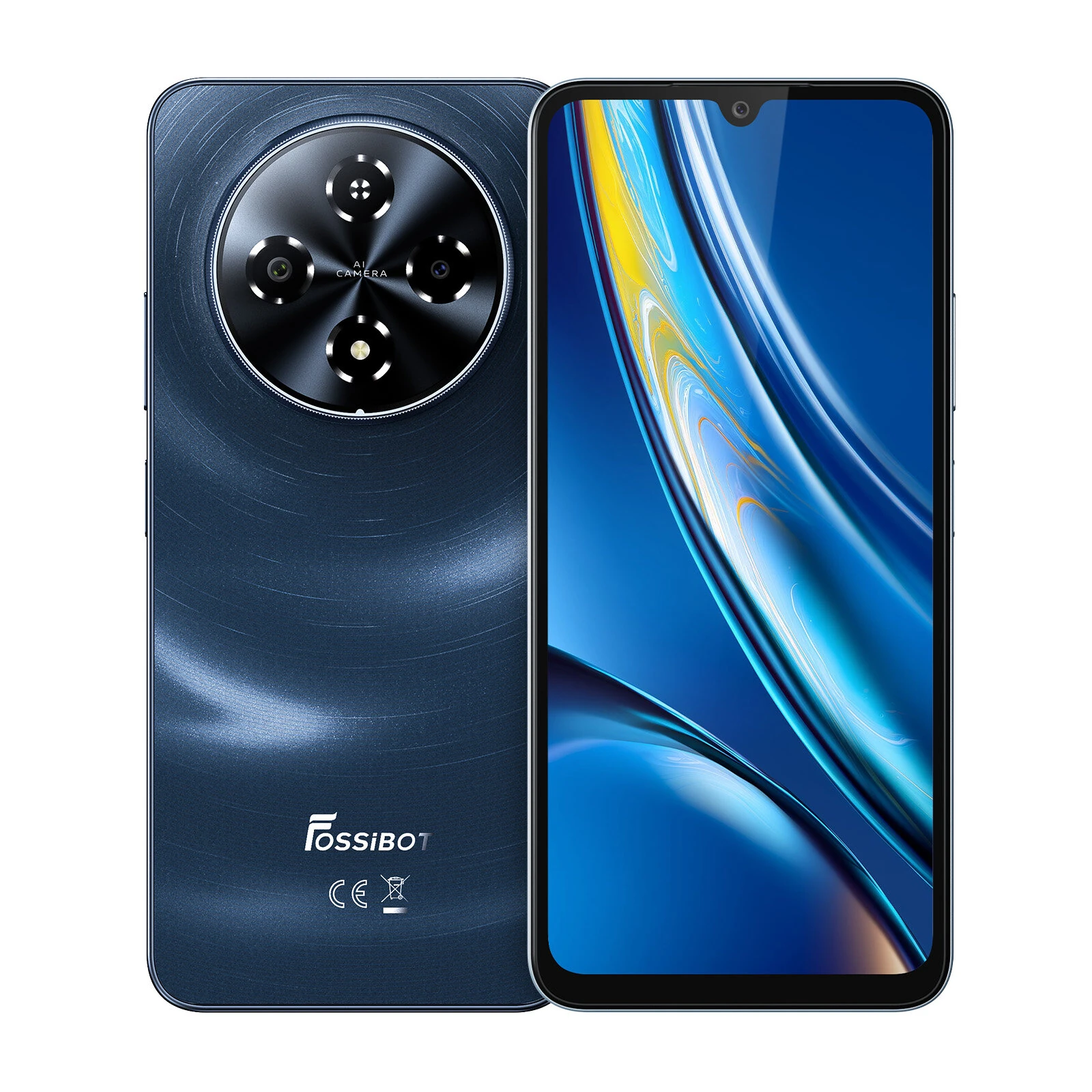 5G Okostelefonok - FOSSiBOT S5 Mobiltelefon, Fekete, 4G, 6.88" HD+ 120Hz Kijelző, 16GB RAM (4GB + 12GB bővíthető), 128GB ROM, 13MP Kamera, Android 15, Unisoc T615 (T7250), 6000mAh, Face ID, 18W, Dual SIM