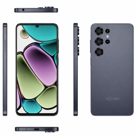 Új termékek - HOTWAV A25 Ultra Okostelefon, Fekete, 4G LTE, 6.75" HD+ Kijelző, 12GB RAM (3GB + 9GB bővíthető), 64GB, Android 15, 5160mAh, Dual SIM, NFC