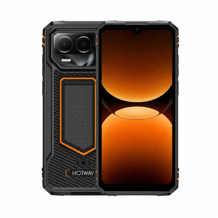 Tartós Telefonok - HOTWAV T8 Okostelefon, Narancssárga, 4G, 6.74" 120Hz, 12GB RAM (4GB + 8GB bővíthető), 64GB, Unisoc T7250, 6200mAh, 20W Gyors Töltés, 270LM Camping Light, Android 16, NFC, Dual SIM