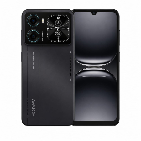 Tartós Telefonok - HOTWAV X100 GT Okostelefon, Fekete, 4G, 6.9" HD+, 20GB RAM (8GB + 12GB bővíthető), 256GB, Unisoc T7280, 5160mAh, 20W Gyors Töltés, 2.02" Másodlagos Kijelző, 48MP Kamera, Android 16, NFC, Dual SIM