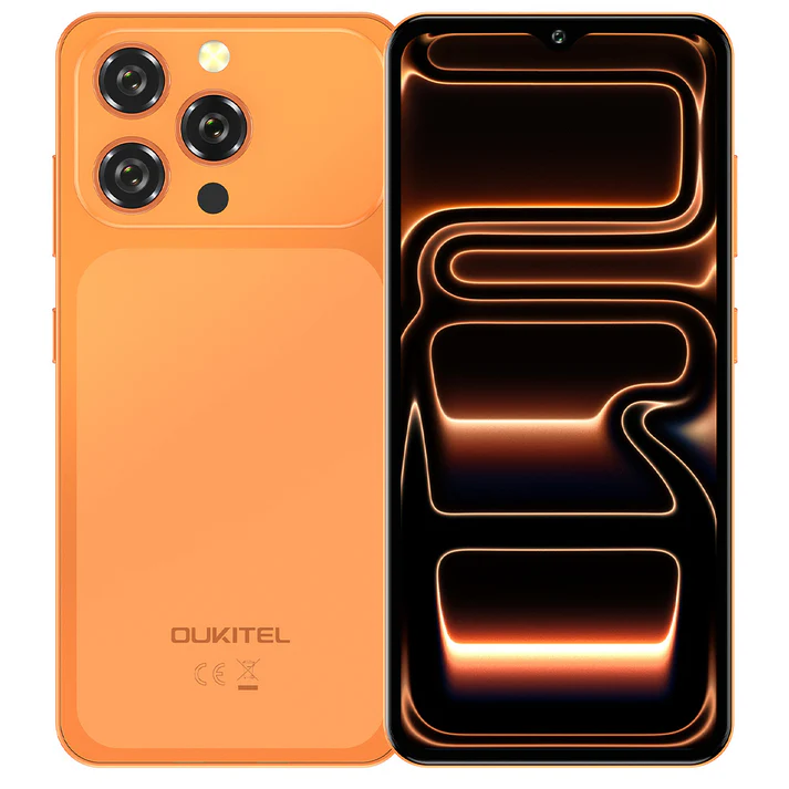 Oukitel mobiltelefonok - Oukitel C17 Okostelefon, Narancssárga, 4G, 6.52" HD Kijelző, 16GB RAM (4GB + 12GB bővíthető), 128GB, 13MP Kamera, 5000mAh Akkumulátor, Android 16, Dual SIM