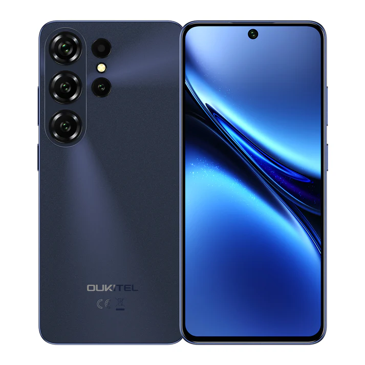 Mobiltelefonok - OUKITEL C26 Mobiltelefon, Kék, 4G LTE, 6.56" HD+ 90Hz Kijelző, 16GB RAM (4GB + 12GB Bővíthető), 128GB ROM, 13MP Kamera, 5150mAh Akkumulátor, Android 16, Dual SIM