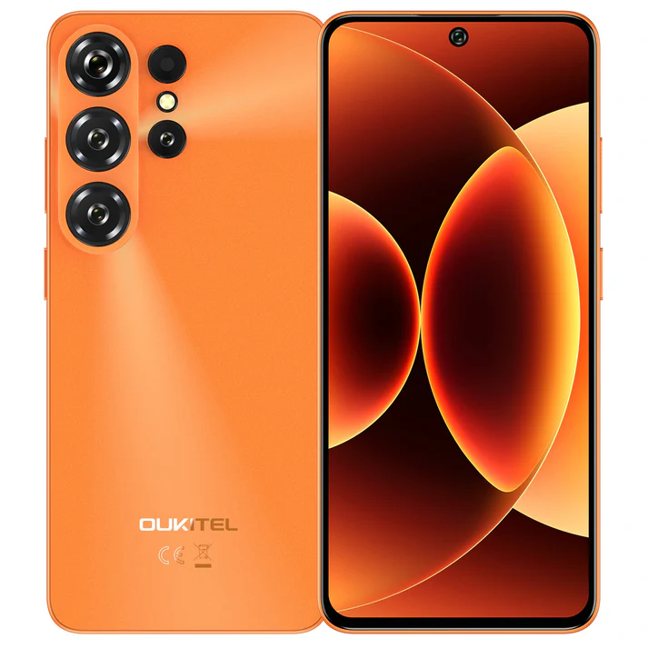 Mobiltelefonok - OUKITEL C26 Mobiltelefon, Narancs, 4G LTE, 6.56" HD+ 90Hz Kijelző, 24GB RAM (6GB + 18GB Bővíthető), 128GB ROM, 13MP Kamera, 5150mAh Akkumulátor, Android 16, Dual SIM