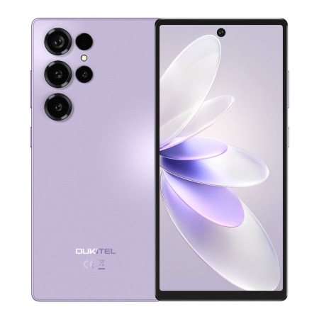 Mobiltelefon - Oukitel C66 Mobiltelefon, Lila, 4G LTE, 6.73" HD+ 120Hz Kijelző, 16GB RAM (4GB + 12GB Bővíthető), 128GB ROM, 64MP Kamera, 5000mAh Akkumulátor, Android 16, Dual SIM