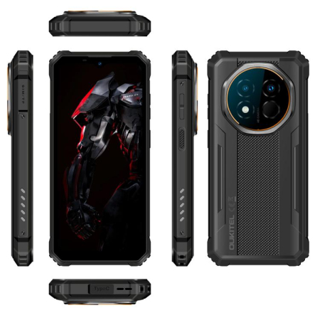 Tartós Telefonok - OUKITEL G6 Strapabíró Okostelefon, Fekete, 4G LTE, 6.52" 90Hz Kijelző, 16GB RAM (4GB + 12GB bővíthető), 64GB, 64MP Kamera, Android 16, 10600mAh, NFC, Dual SIM - Copie