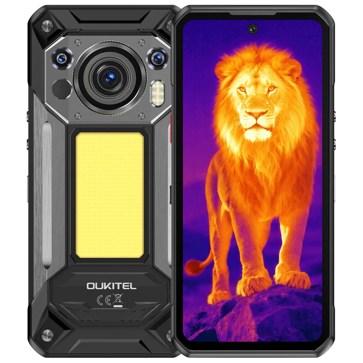 Tartós Telefonok - Oukitel WP500 Ultra Mobiltelefon, Fekete, 5G, AI Hőkamera, Éjjellátó Kamera, 6.78" FHD+, 36GB RAM (12GB + 24GB bővíthető), 1TB ROM, 108MP, Dimensity 8300, Android 16, 10000mAh, 45W, Dual Sim